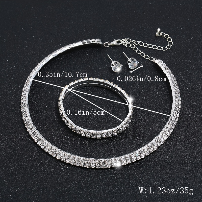 Luxuriös Geometrisch Legierung Überzug Strasssteine Versilbert Frau Armbänder Ohrringe Halskette display picture 8