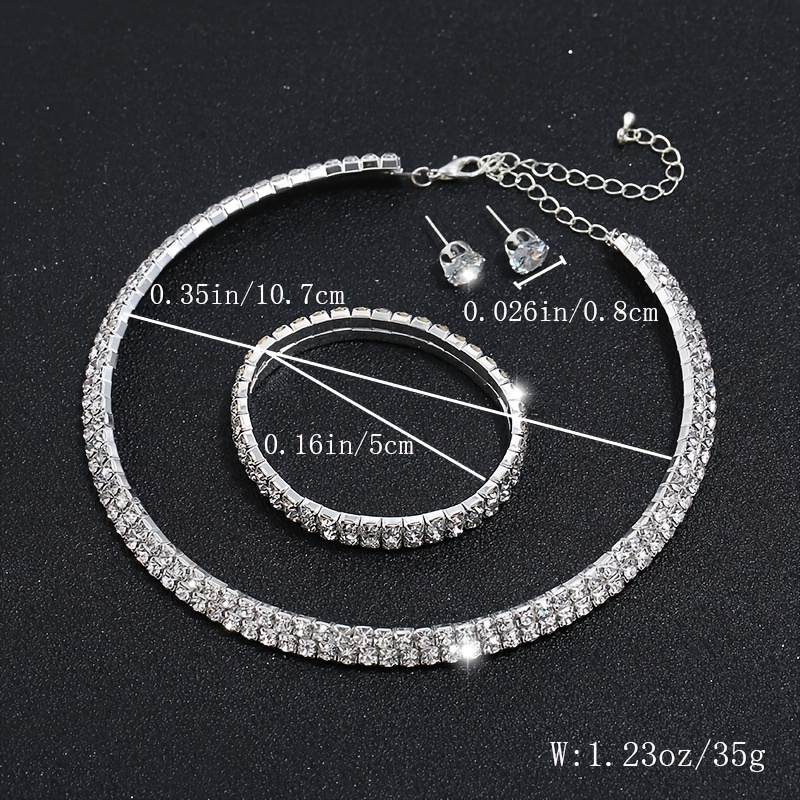 Luxurious Geometric Alloy Plating Rhinestones Silver Plated Women's Bracelets Earrings Necklace display picture 8