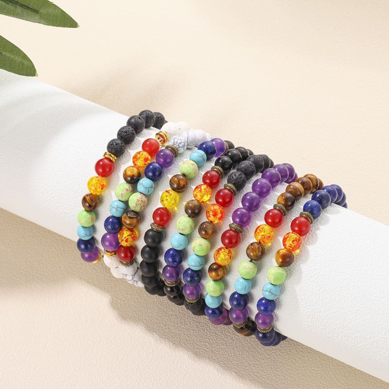 Simple Style Round Stone Beaded Braid Bracelets display picture 3