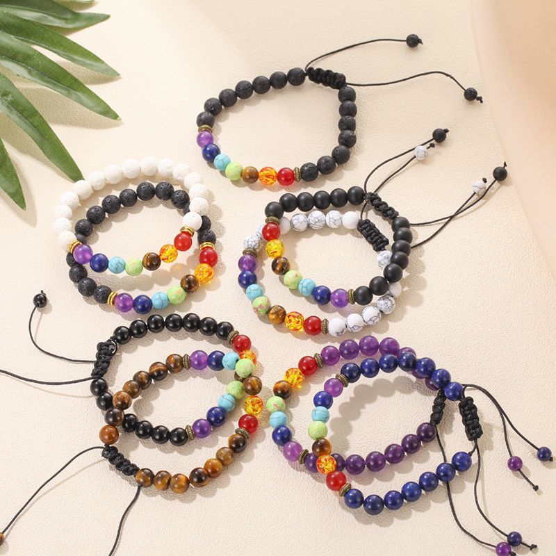 Simple Style Round Stone Beaded Braid Bracelets display picture 2