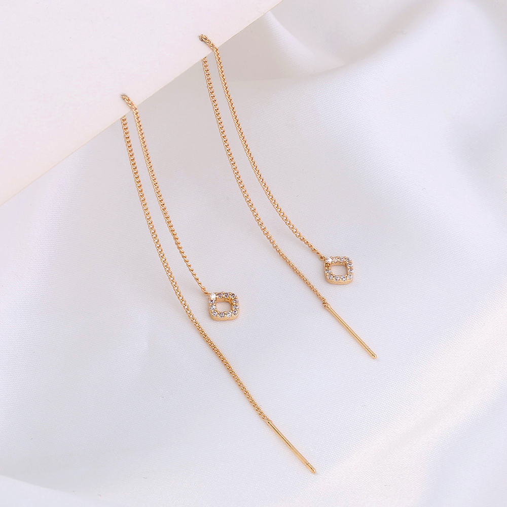 Fashion Leaf Copper Inlay Zircon Ear Line 1 Pair display picture 11