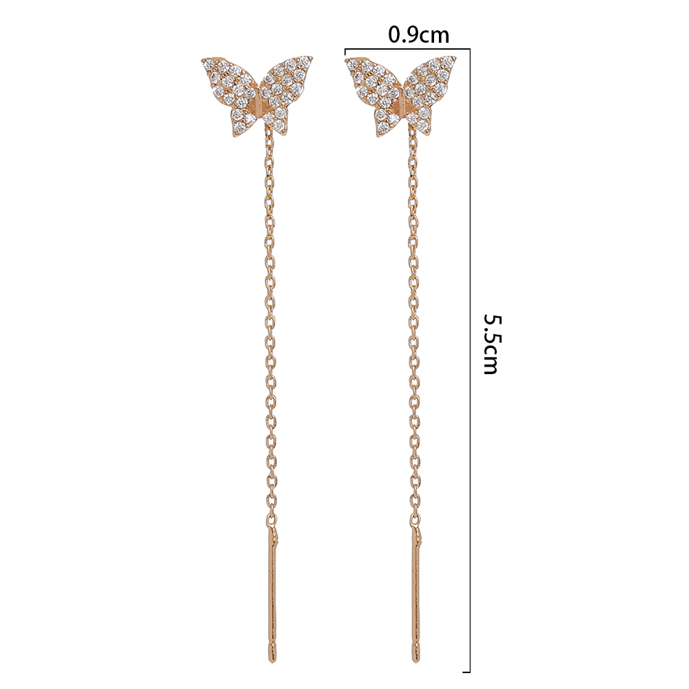 Fashion Flower Butterfly Copper Inlay Zircon Ear Line 1 Pair display picture 17