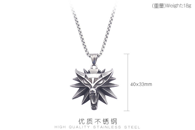 Fashion Wolf Titanium Steel Plating Pendant Necklace 1 Piece display picture 1