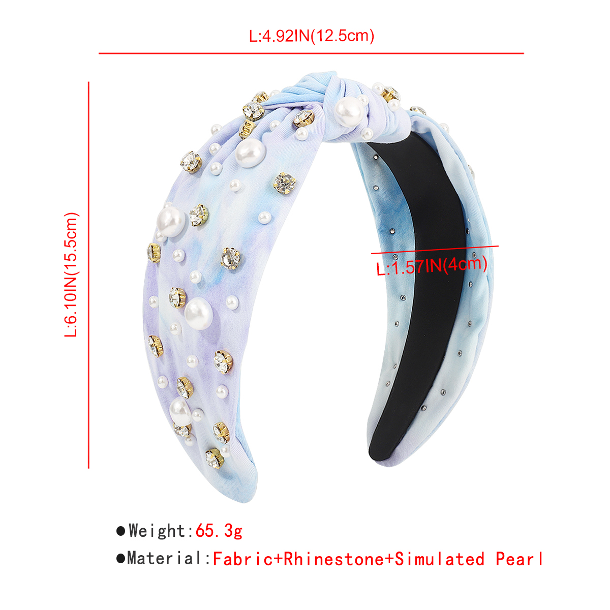 Women's Retro Simple Style Gradient Color Cloth Knot Inlay Artificial Rhinestones Artificial Pearls Hair Band display picture 11