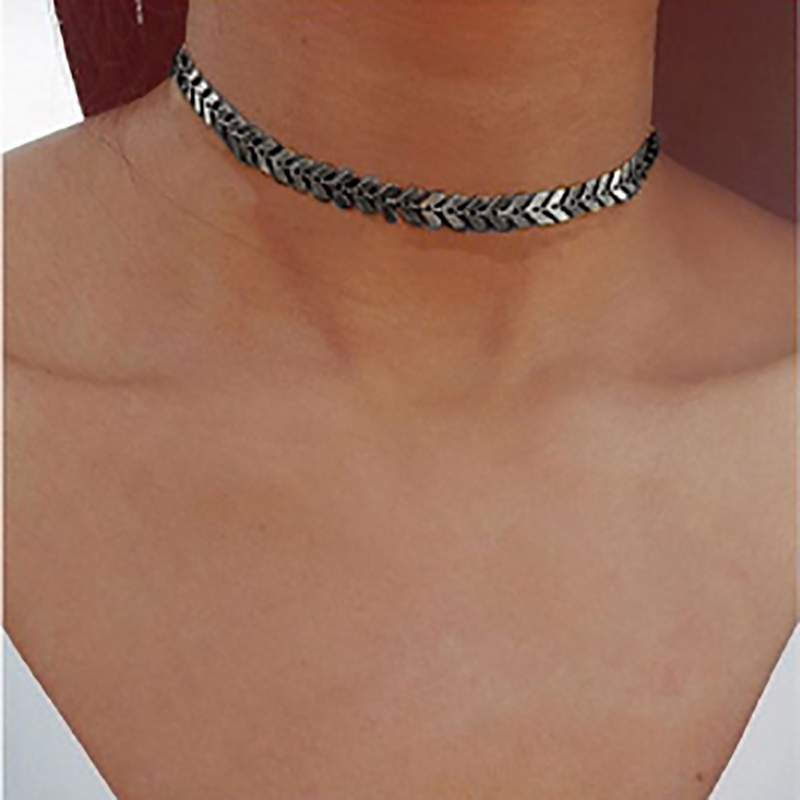 1 Piece Simple Style Circle Fish Bone Alloy Plating Women's Choker display picture 2