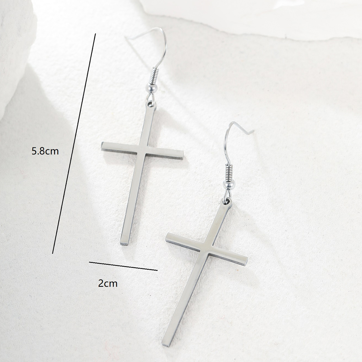 1 Pair Simple Style Cross Plating Stainless Steel Zircon 18k Gold Plated Silver Plated Ear Hook display picture 2