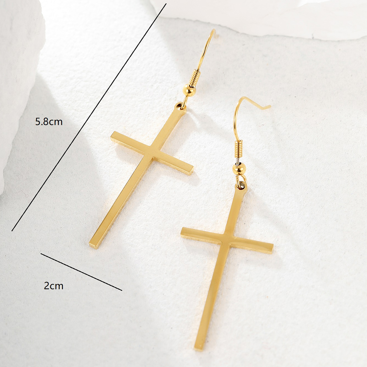 1 Pair Simple Style Cross Plating Stainless Steel Zircon 18k Gold Plated Silver Plated Ear Hook display picture 6