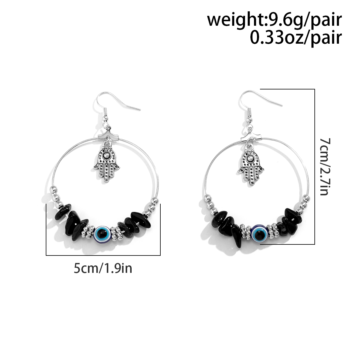 1 Pair Retro Devil's Eye Palm Alloy Irregular Beaded Women's Drop Earrings display picture 1