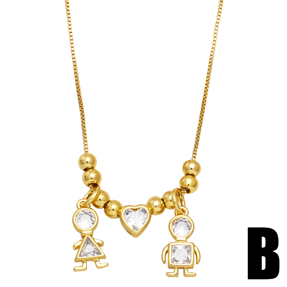 Cute Astronaut Heart Shape Copper Gold Plated Zircon Necklace 1 Piece display picture 4