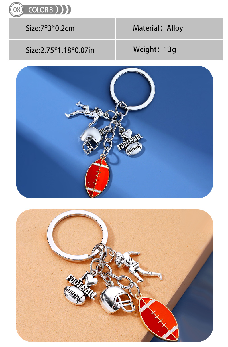 1 Piece Simple Style Rugby Alloy Patchwork Keychain display picture 9