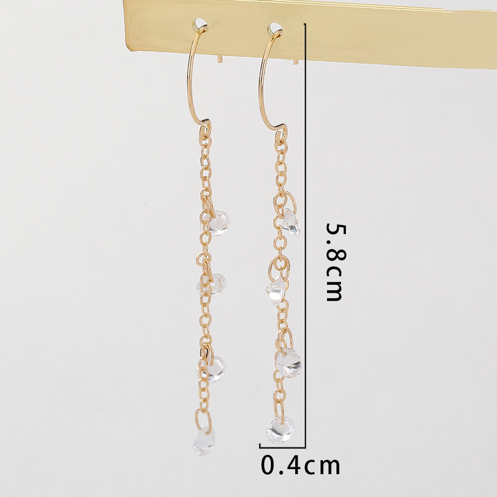 Modern Style Tassel Copper Inlay Zircon Ear Line 1 Pair display picture 26
