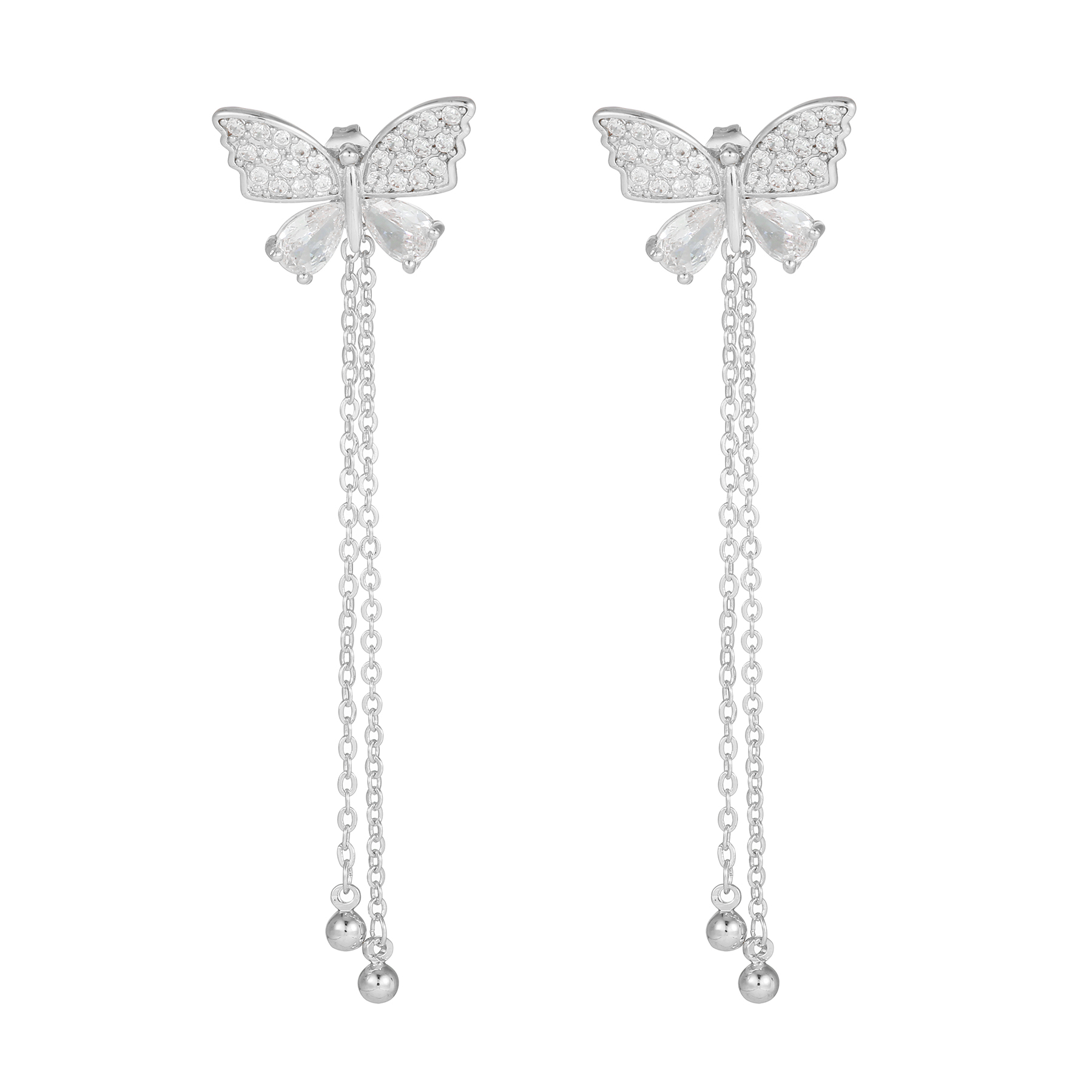 1 Pair Ig Style Tassel Butterfly Inlay Copper Zircon 18k Gold Plated Drop Earrings display picture 5