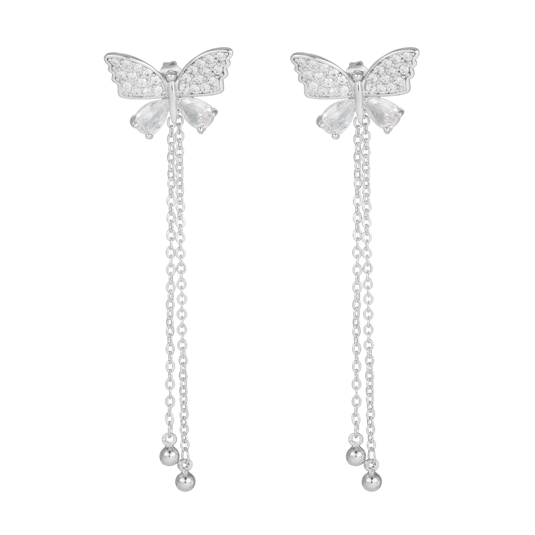 1 Paire Style Ig Gland Papillon Incruster Le Cuivre Zircon Plaqué Or 18k Boucles D'oreilles display picture 5