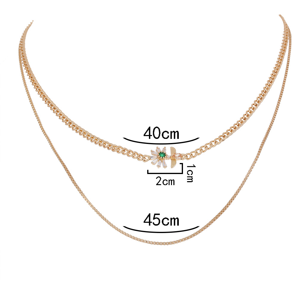 Fashion Star Moon Copper Inlay Zircon Layered Necklaces 1 Piece display picture 7