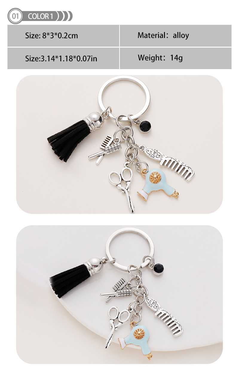 1 Piece Simple Style Geometric Alloy Tassel Bag Pendant Keychain display picture 2