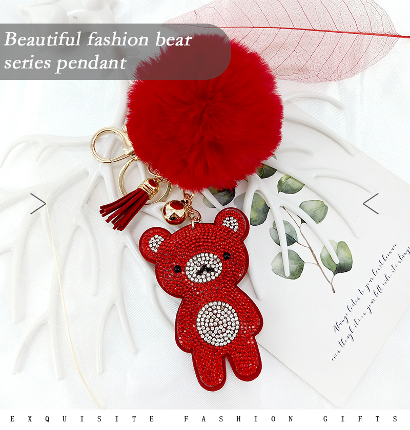 1 Piece Cute Bear Alloy Inlay Rhinestones Bag Pendant Keychain display picture 1
