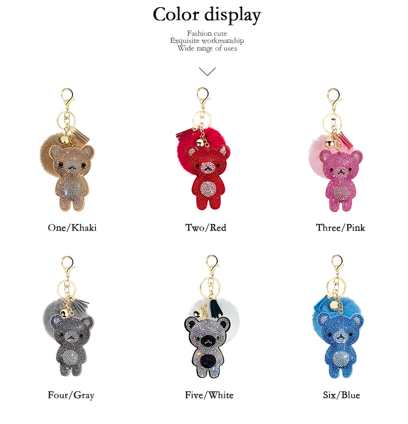1 Piece Cute Bear Alloy Inlay Rhinestones Bag Pendant Keychain display picture 2