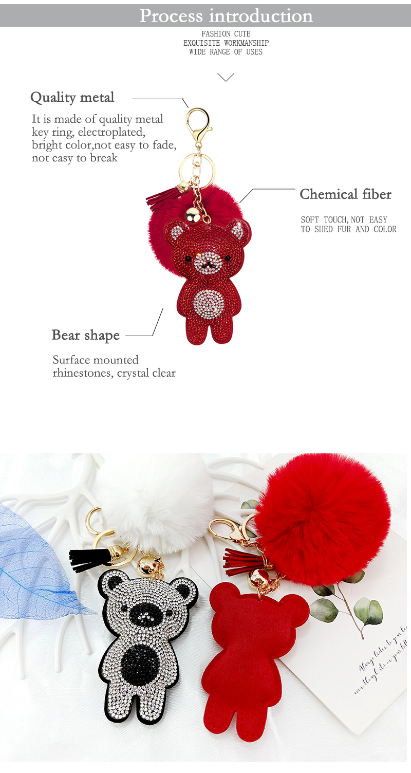 1 Piece Cute Bear Alloy Inlay Rhinestones Bag Pendant Keychain display picture 3