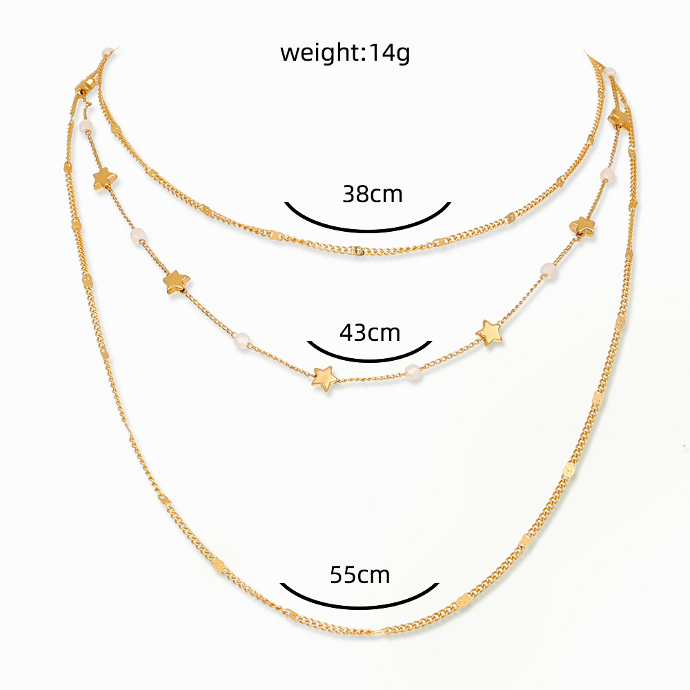 Fashion Star Moon Copper Inlay Zircon Layered Necklaces 1 Piece display picture 6