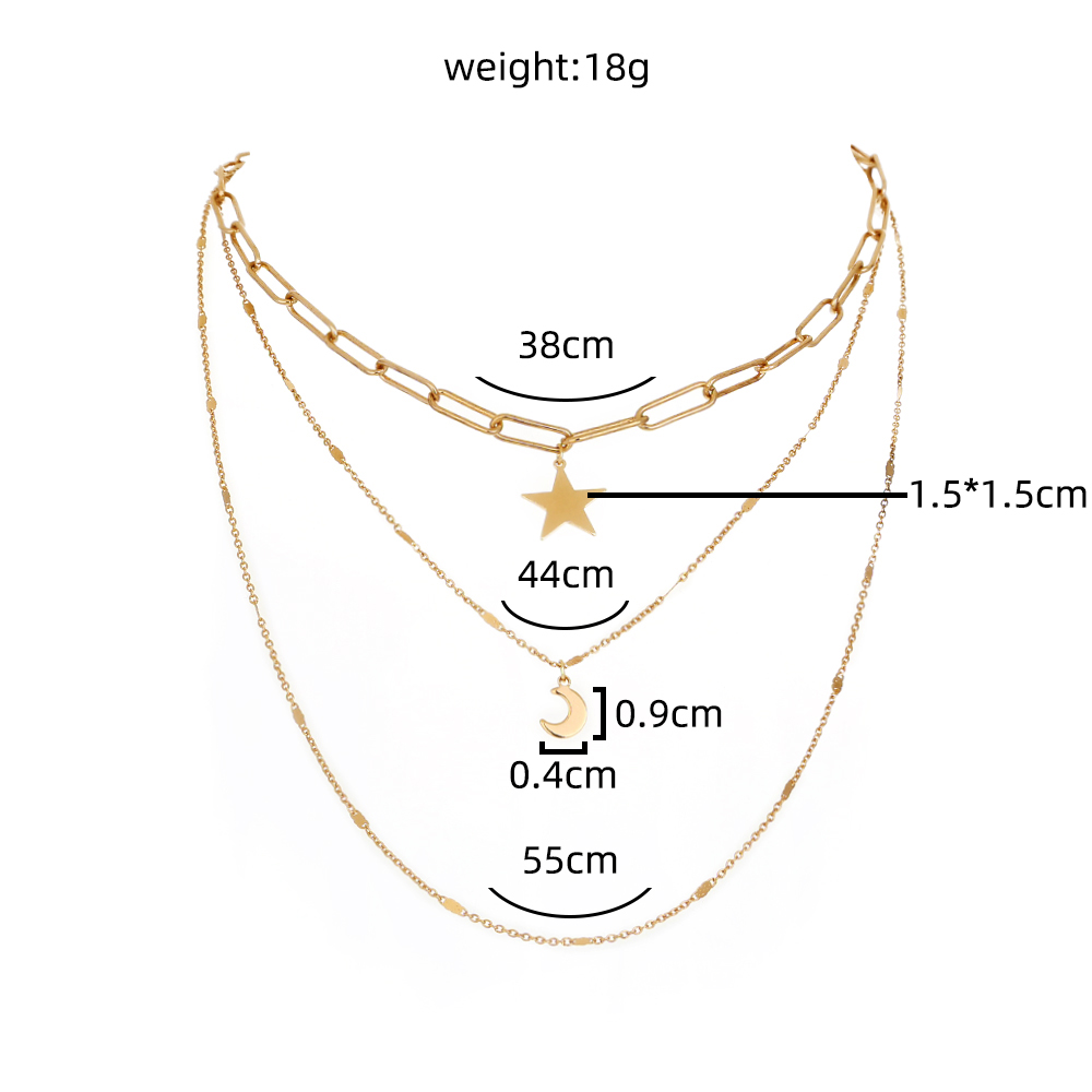 Classic Style Star Moon Copper Plating Zircon Layered Necklaces 1 Piece display picture 1