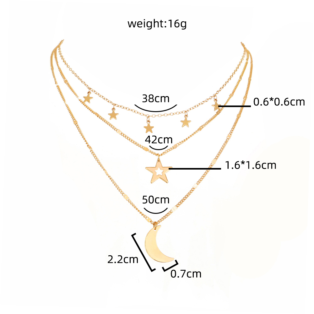 Classic Style Star Moon Copper Plating Zircon Layered Necklaces 1 Piece display picture 10