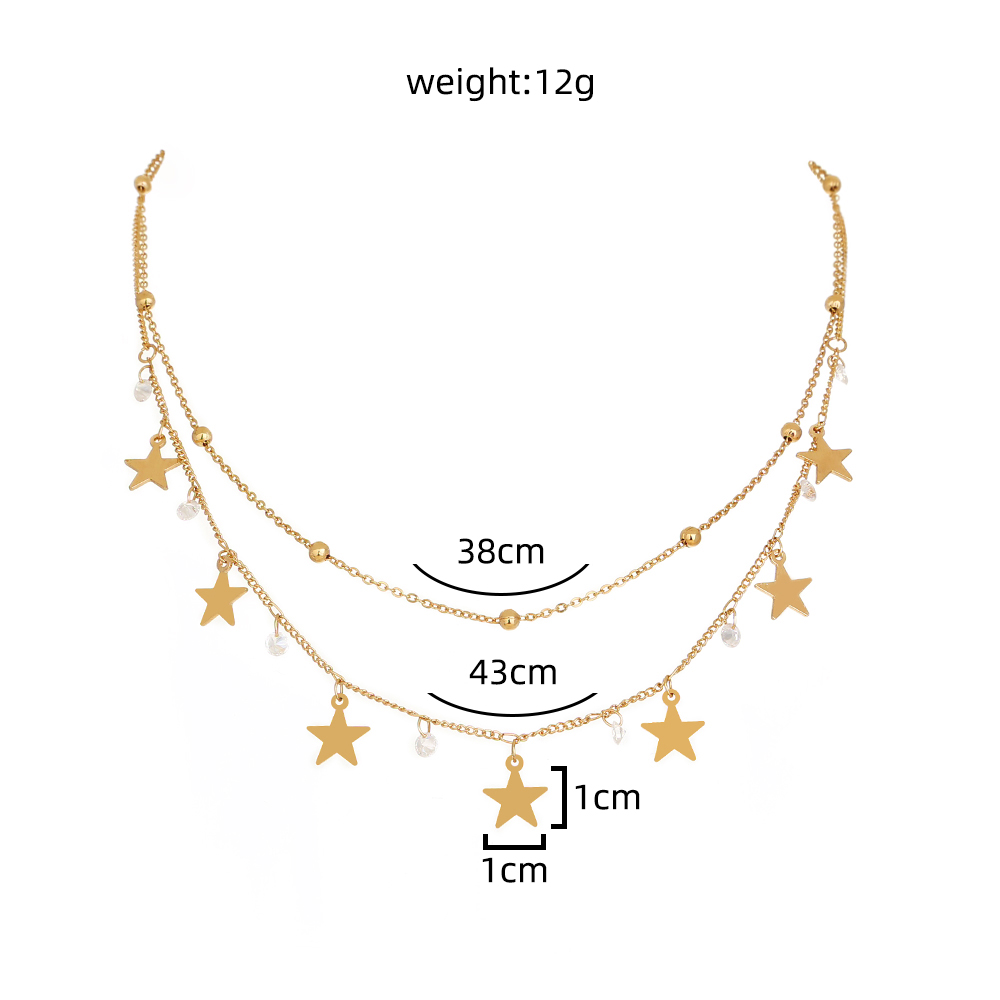 Classic Style Star Moon Copper Plating Zircon Layered Necklaces 1 Piece display picture 14