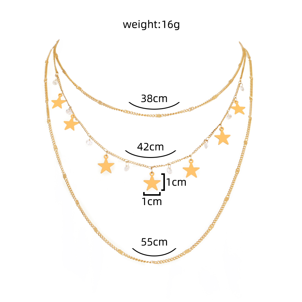 Classic Style Star Moon Copper Plating Zircon Layered Necklaces 1 Piece display picture 20