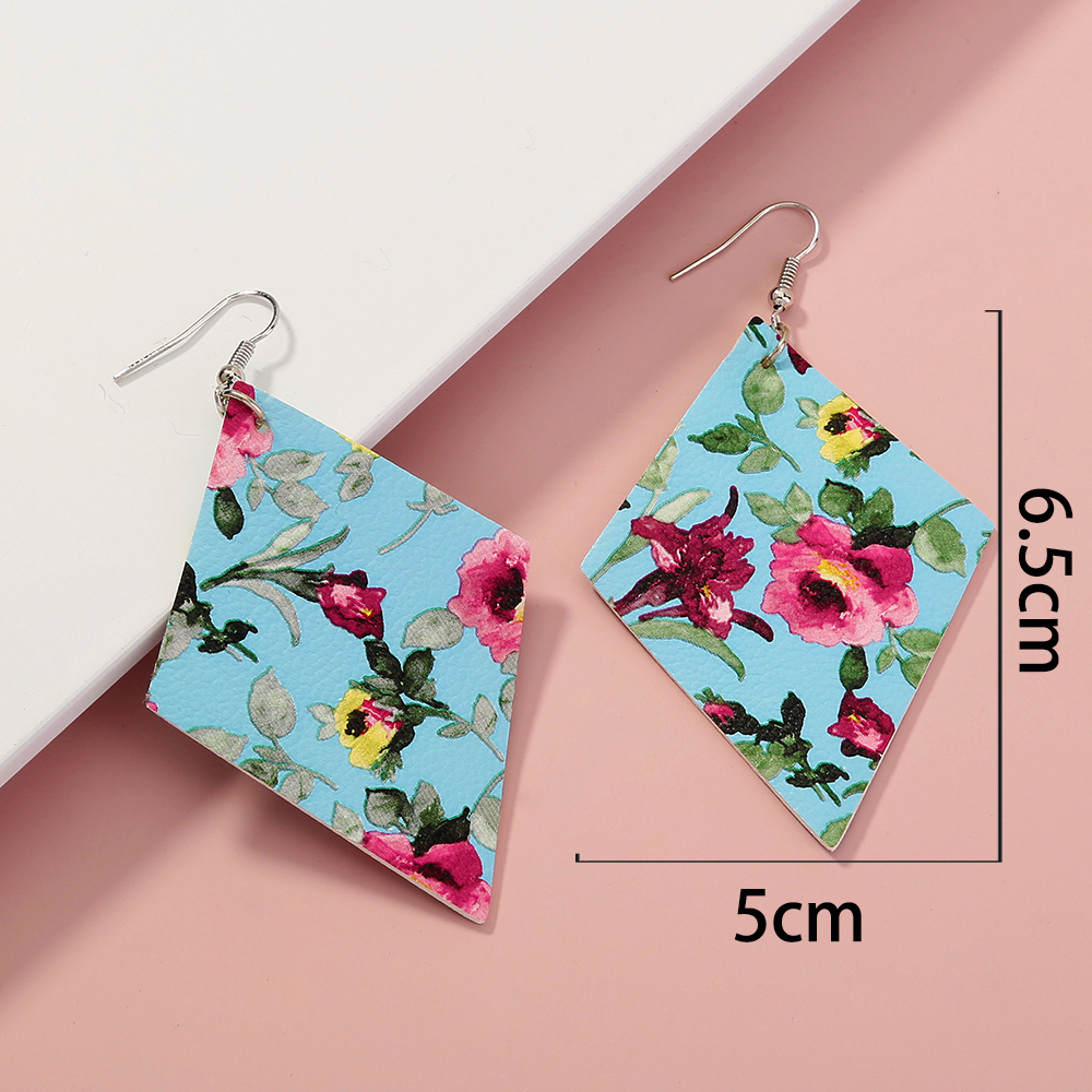 1 Pair Fashion Water Droplets Pu Leather Copper Printing Women's Earrings display picture 3