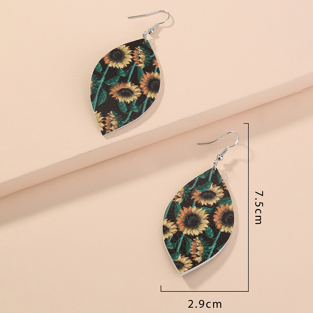 1 Pair Fashion Water Droplets Pu Leather Copper Printing Women's Earrings display picture 10