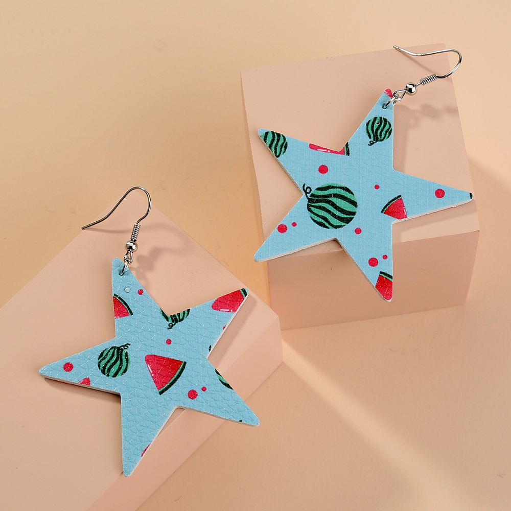 1 Pair Fashion Water Droplets Pu Leather Copper Printing Women's Earrings display picture 12