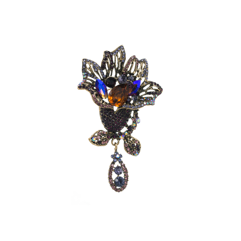 Luxurious Flower Alloy Plating Rhinestones Glass Women's Brooches 1 Piece display picture 6