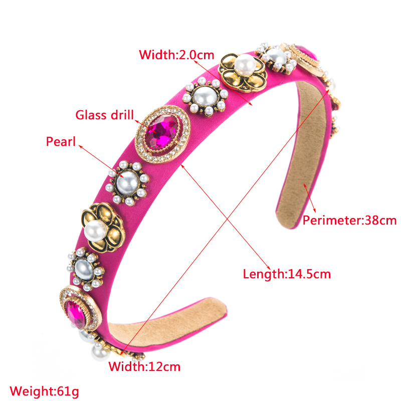 Baroque Style Geometric Cloth Inlay Artificial Pearls Glass Hair Band 1 Piece display picture 1