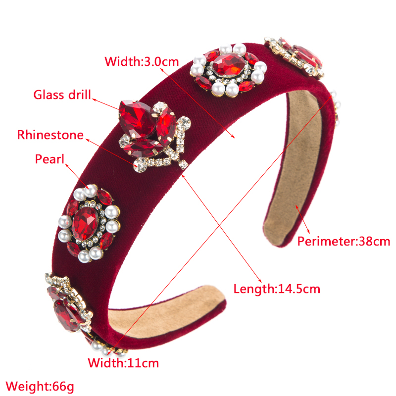 Baroque Style Flower Cloth Inlay Rhinestones Glass Pearl Hair Band display picture 1