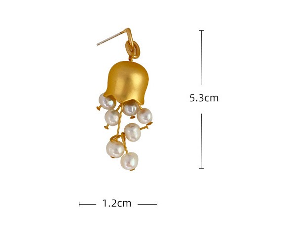 Französische Art Blume Perle Kupfer Tropfenohrringe 1 Paar display picture 5