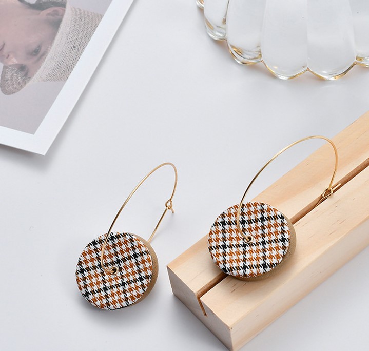 1 Pair Fashion Houndstooth Color Block Alloy Earrings display picture 1