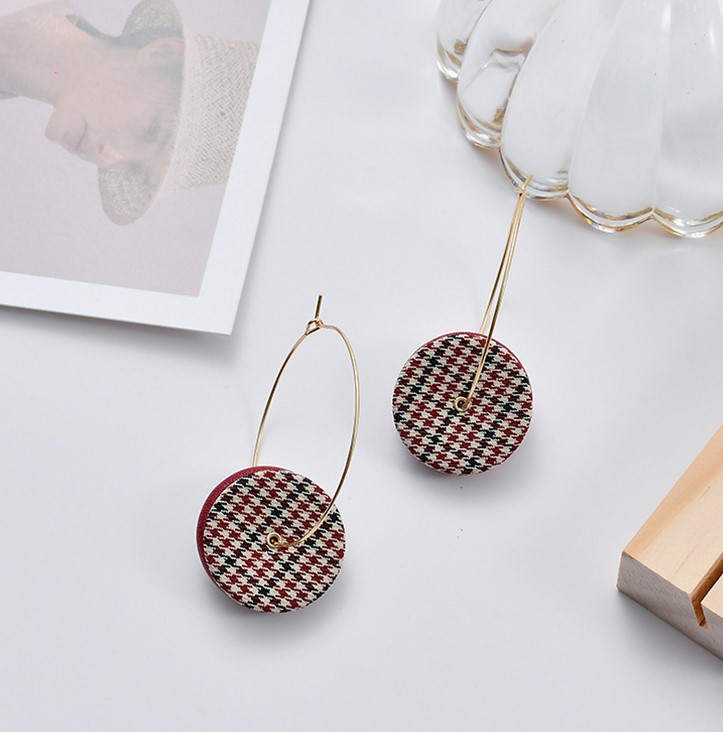 1 Pair Fashion Houndstooth Color Block Alloy Earrings display picture 2