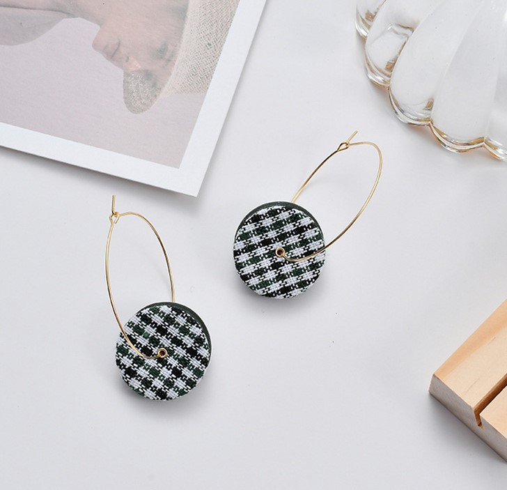 1 Pair Fashion Houndstooth Color Block Alloy Earrings display picture 3