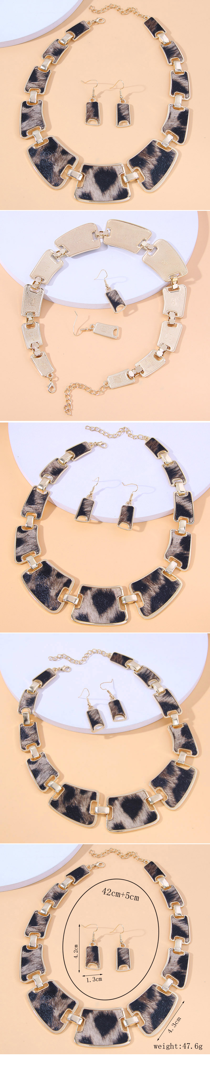 1 Set Classic Style Leopard Alloy Patch Women's Earrings Necklace Jewelry Set display picture 1