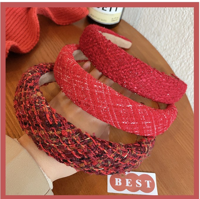 Sweet Solid Color Rhombus Cloth Hair Band 1 Piece display picture 1