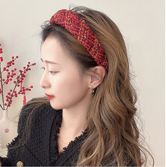 Sweet Solid Color Rhombus Cloth Hair Band 1 Piece display picture 2