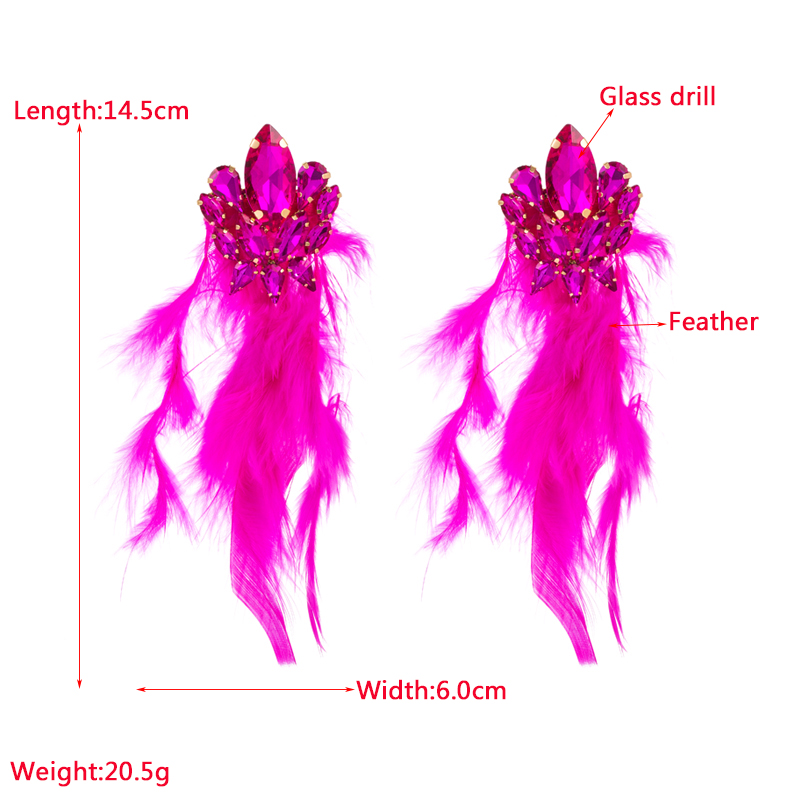 1 Pair Vacation Geometric Artificial Feather Alloy Glass Gold Plated Women's Earrings display picture 1