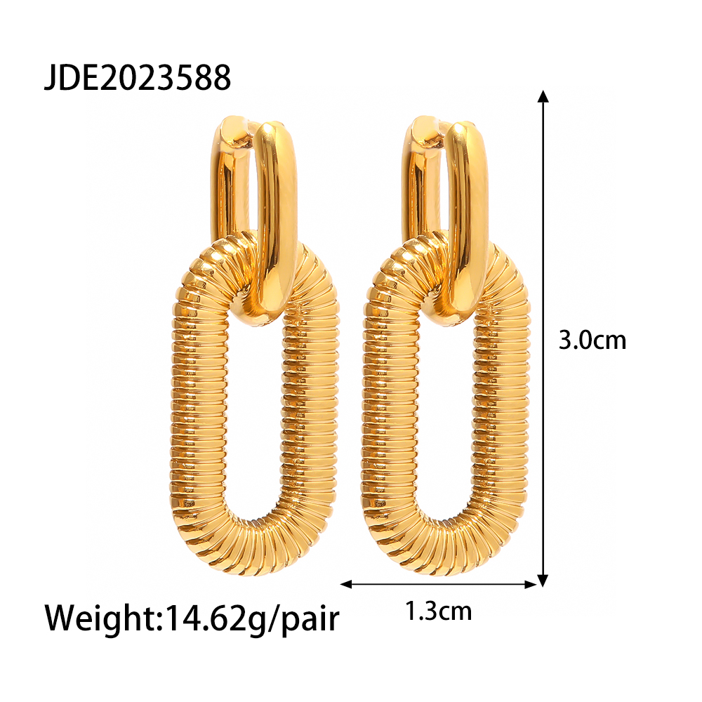 1 Pair Fashion Oval Stainless Steel Plating Drop Earrings display picture 7