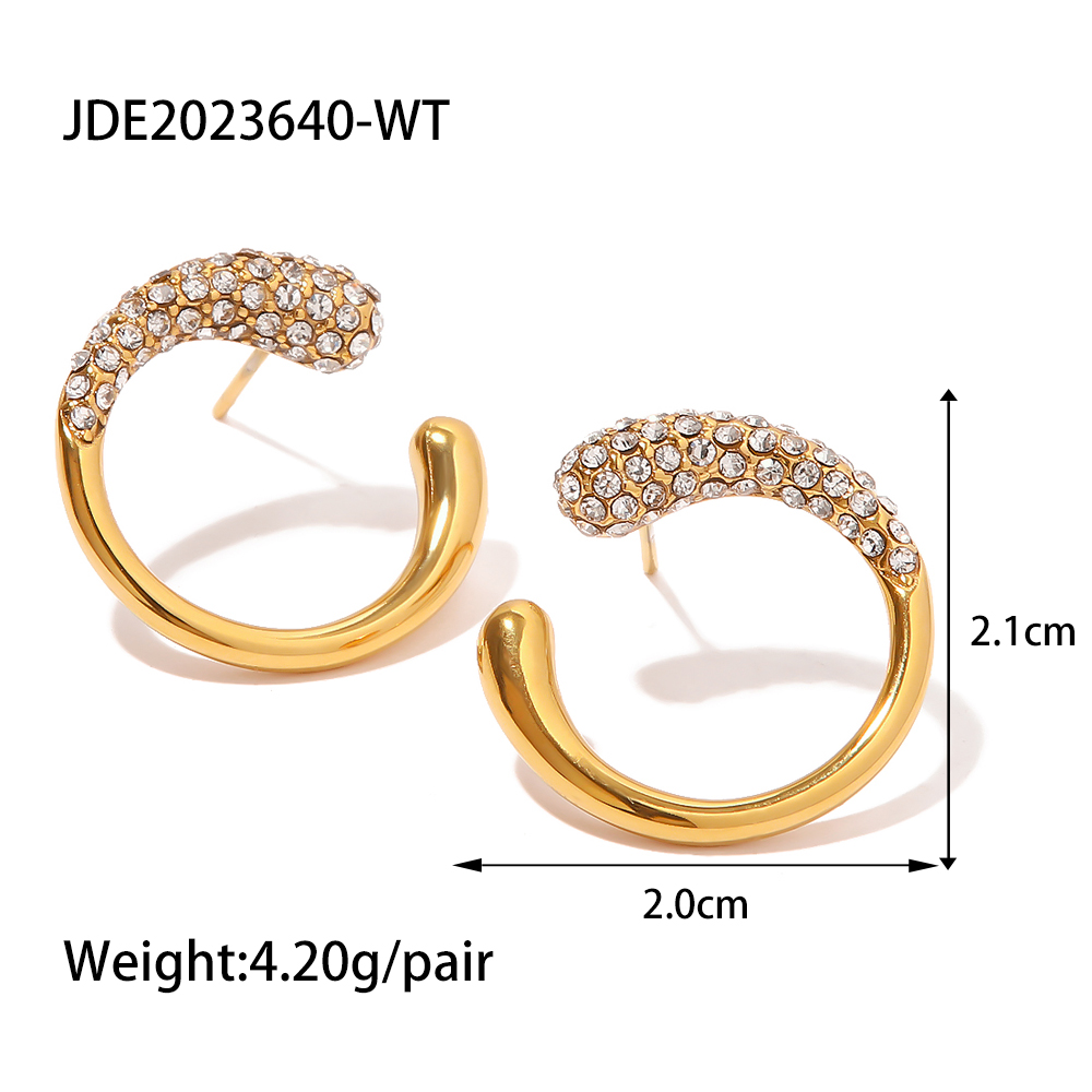 Mode Géométrique Acier Inoxydable Incruster Perles Artificielles Boucles D'oreilles 1 Paire display picture 9