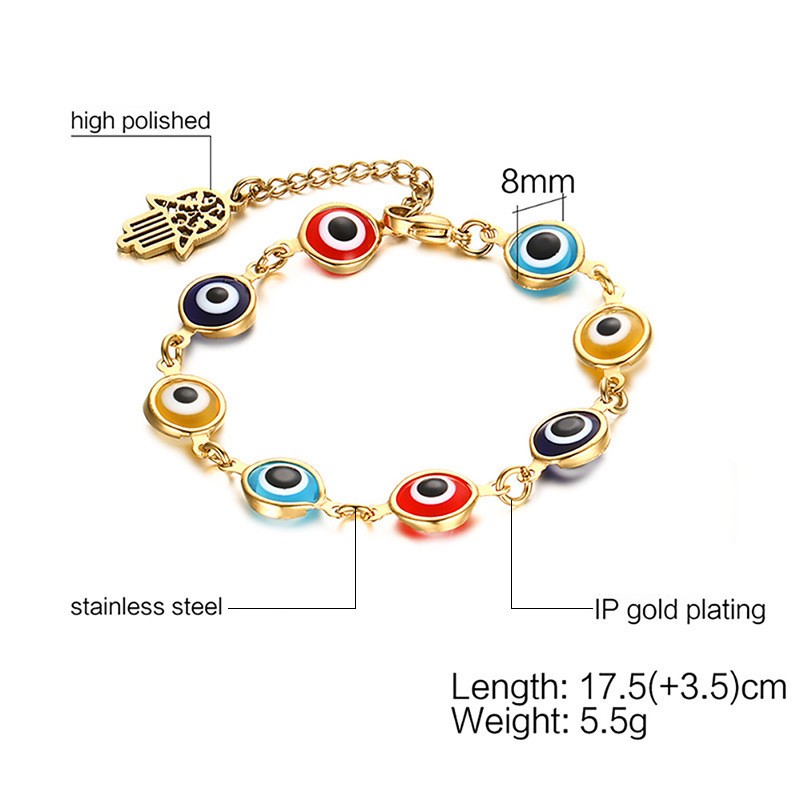 201 Stainless Steel Fashion Polishing Plating Hand Of Fatima Eye Bracelets display picture 5