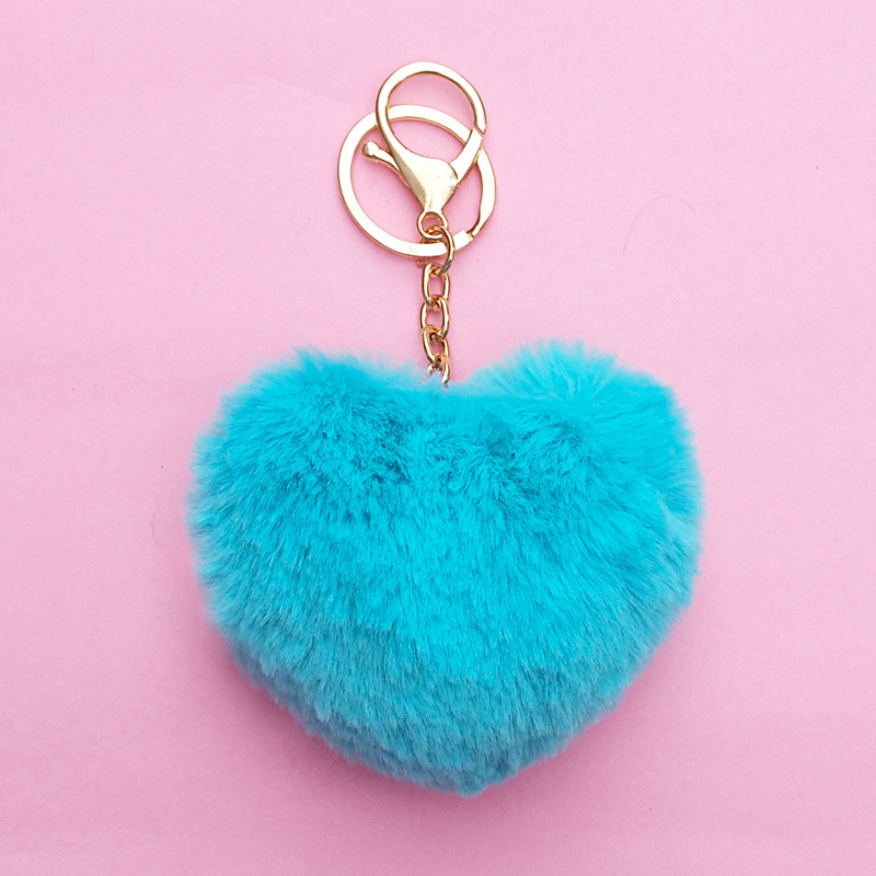 1 Piece Simple Style Heart Shape Faux Rabbit Fur Alloy Patchwork Keychain display picture 4