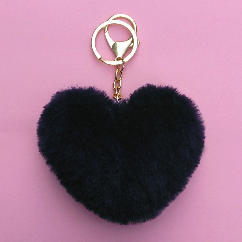 1 Piece Simple Style Heart Shape Faux Rabbit Fur Alloy Patchwork Keychain display picture 7