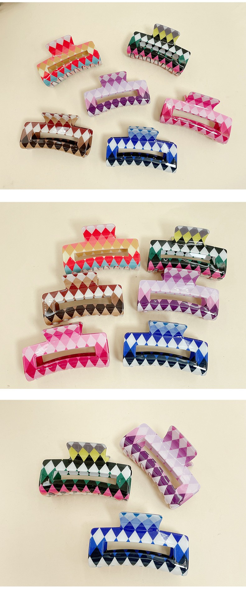Sweet Rhombus Arylic Handmade Hollow Out Hair Claws 1 Piece display picture 1