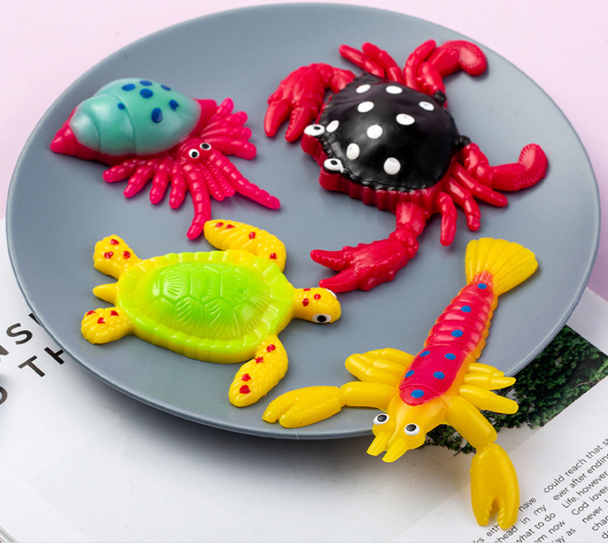 Cross-border Hot Selling Creative Transparent Gold Powder Marine Insect Animal Squeezing Toy Super Cute Decompression Big Ball Decompression Artifact display picture 3