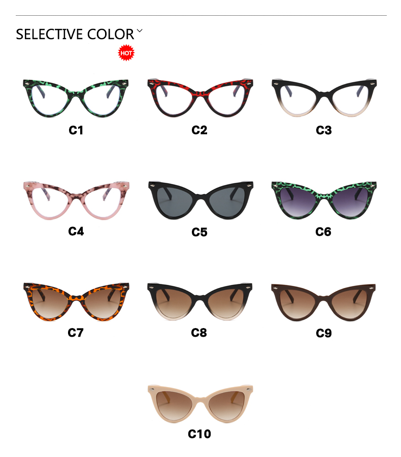 Casual Solid Color Ac Cat Eye Rivet Full Frame Optical Glasses display picture 5