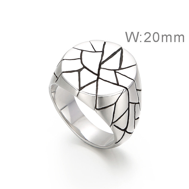 Retro Plaid Stainless Steel Criss Cross Stripe Men's Rings display picture 3